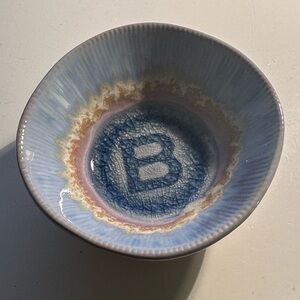Anthropologie NWT Crystalline Monogram Letter “B” Trinket Dish / Bowl Ceramic